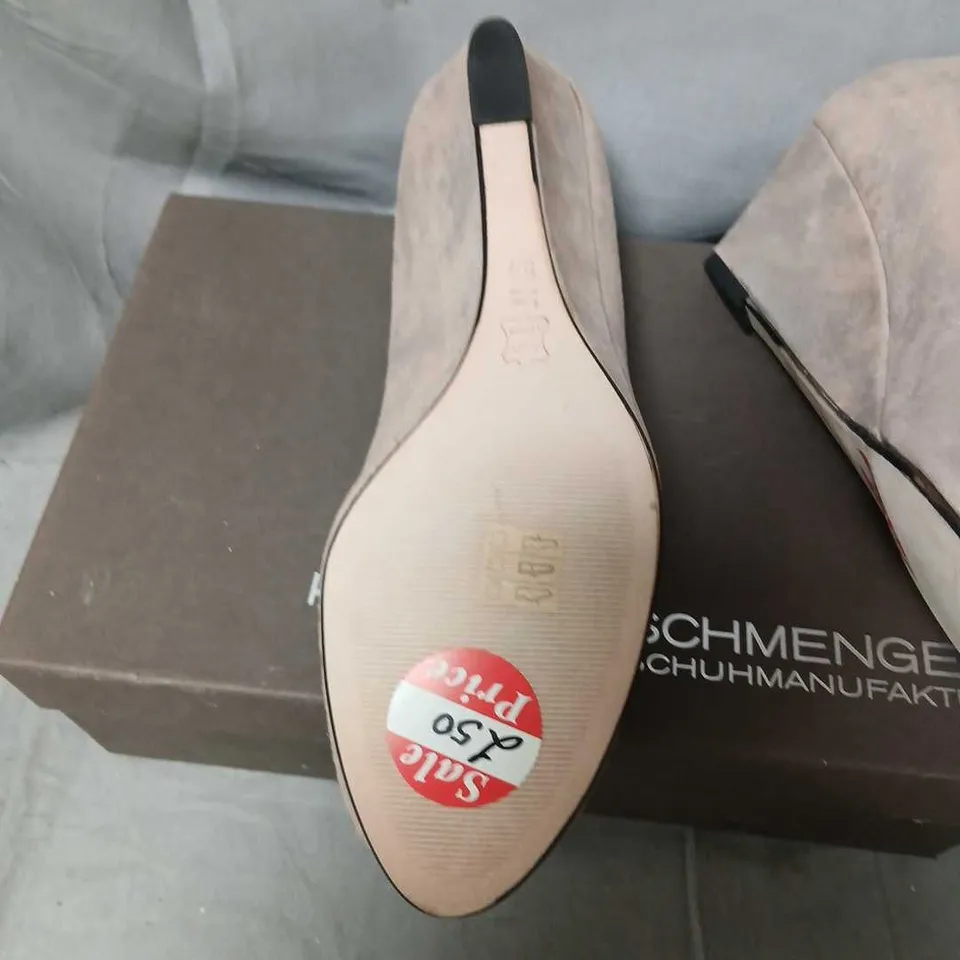 KENNEL & SCHMENGER NUDE SUEDE PEEP-TOE WEDGE HEELS – UK 6.5, BOXED