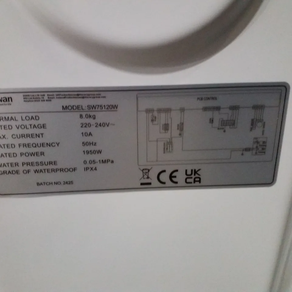 SWAN 8KG LOAD, 1400 SPIN FREESTANDING WASHING MACHINE - WHITE