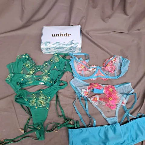UNNDR X2 LINGERIE SETS IN GREEN AND BLUE SIZE M/L