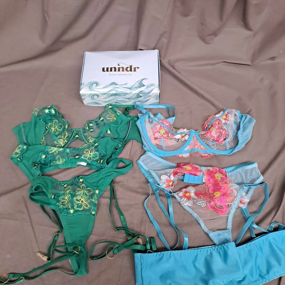 UNNDR X2 LINGERIE SETS IN GREEN AND BLUE SIZE M/L