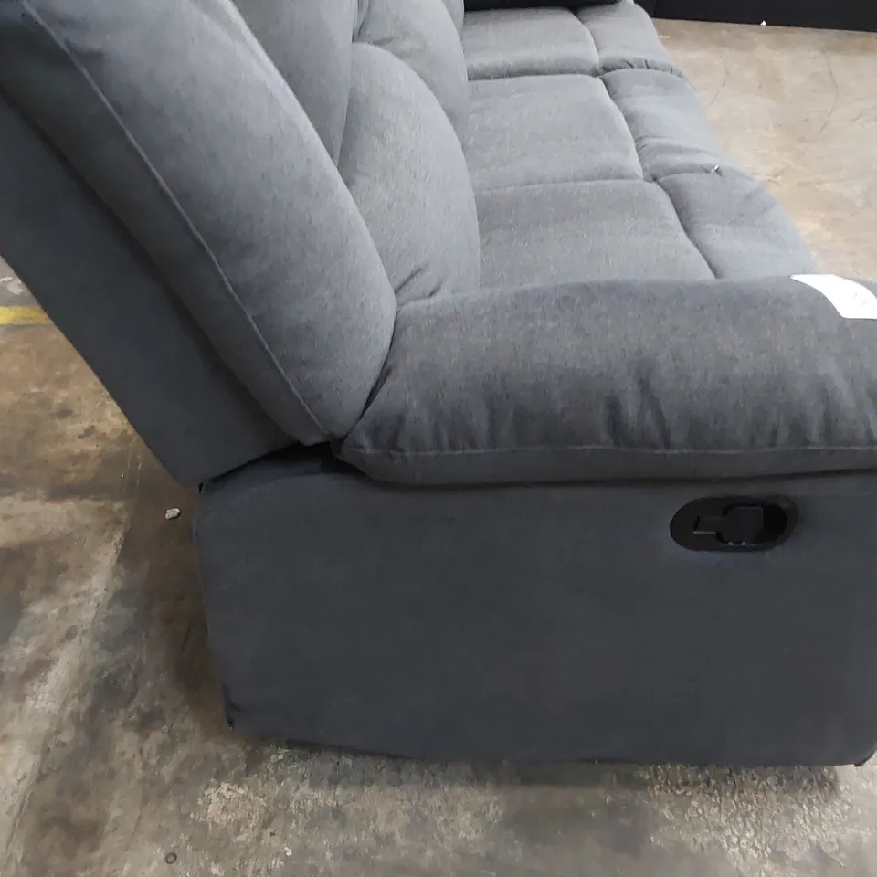DESIGNER MANUAL RECLINING THREE SEATER SOFA CHARCOAL FABRIC