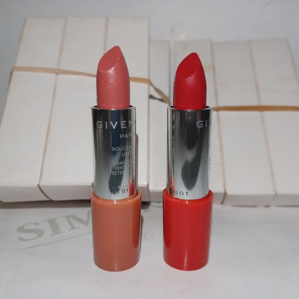 LOT OF APPROX 12 ASSORTED GIVENCHY LIPSTICK TESTERS - 8 X 02 ENCHANTING BEIGE & 4 X 17 ROUGE CANCAN