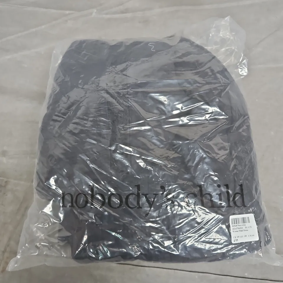 BAGGED NOBODYS CHILD WRENA MIDI DRESS IN BLACK - UK 10