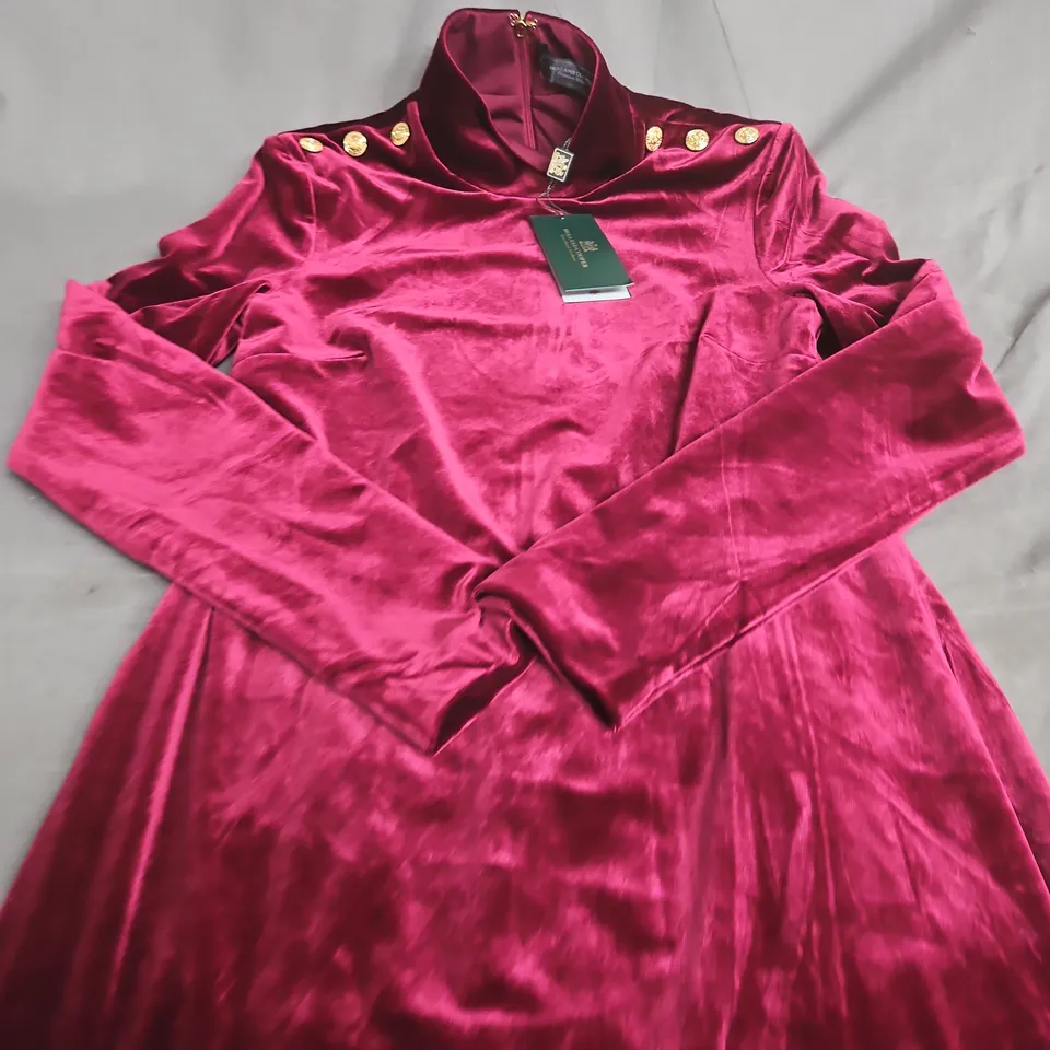  HOLLAND COOPER CARA VELVET MAXI DRESS – BURGUNDY – UK 12 