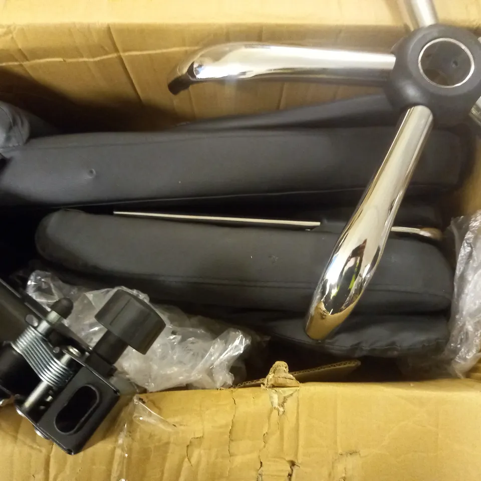 BOXED BLACK FULL LEATHER AJUSTABLE OFFICE CHAIR