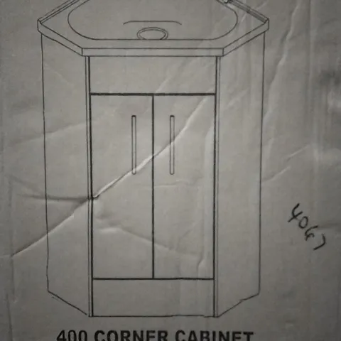 BOXED 400 CORNER CABINET INC BASIN GLOSS WHITE (1 BOX)