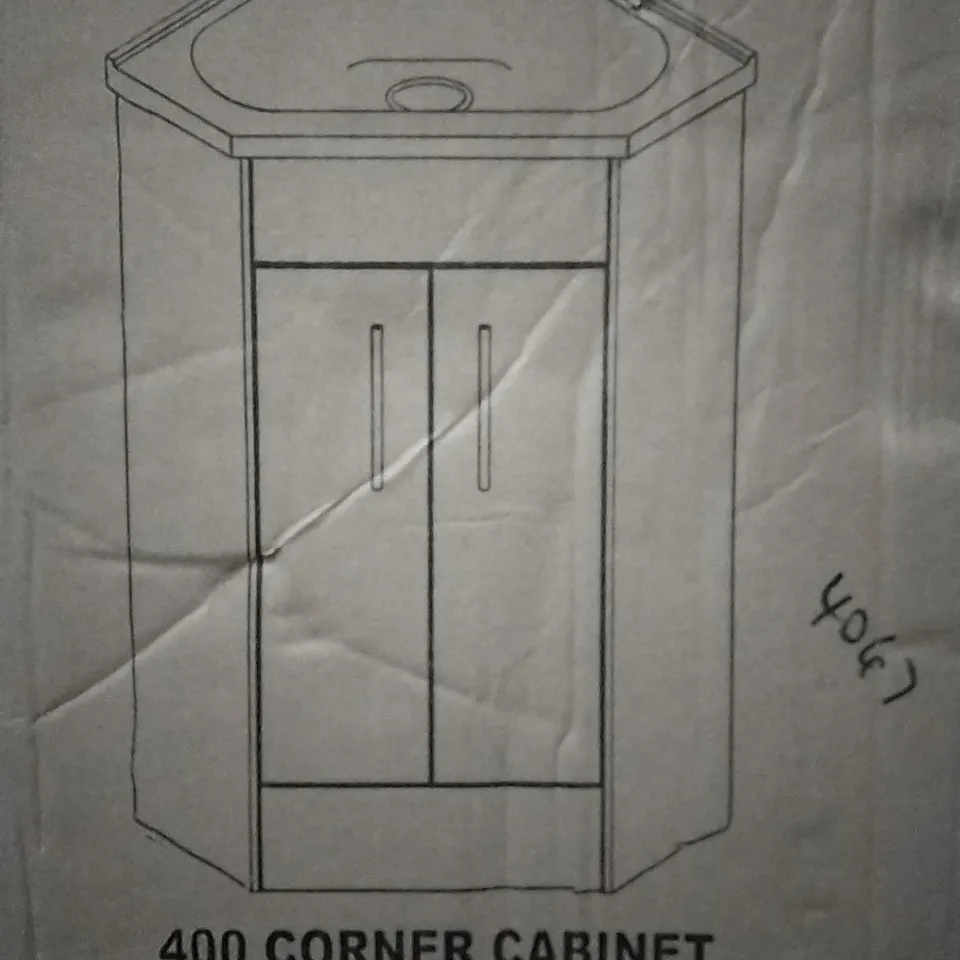BOXED 400 CORNER CABINET INC BASIN GLOSS WHITE (1 BOX)