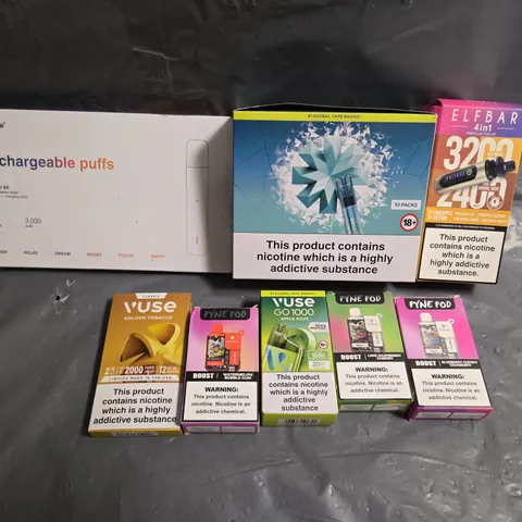APPROXIMATELY 20 ASSORTED E-CIGARETTE & VAPING ITEMS IN VARIOUS BRANDS
