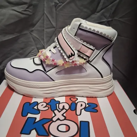 BRAND NEW BOXED KETNIPZ X KOI UR A STAR HIGH TOP TRAINERS PURPLE SIZE 5