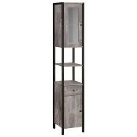 BOXED CHRIS - CABINET 1 GLASS DOOR, 1 DOOR, 1 DRAWER IN CONCRETE PARTICLE BOARD (1 BOX)