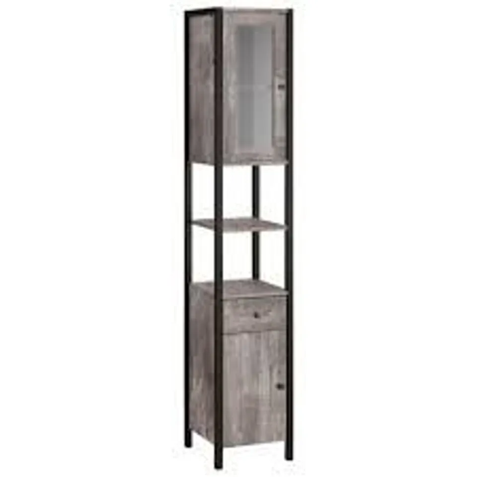 BOXED CHRIS - CABINET 1 GLASS DOOR, 1 DOOR, 1 DRAWER IN CONCRETE PARTICLE BOARD (1 BOX)