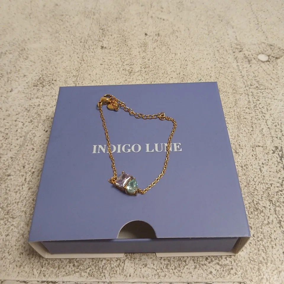 INDIGO LUNE GOLD‑TONE BRACELET WITH GEMSTONE CLUSTER