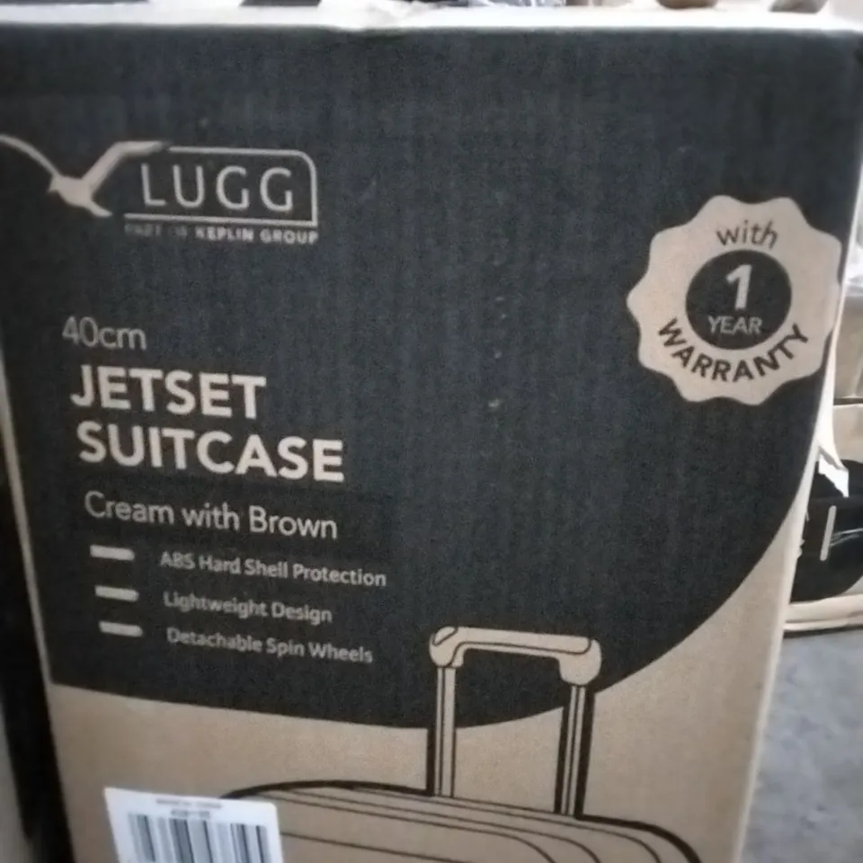BOXED 40CM JET-SET SUITCASE CREAM WITH BROWN 