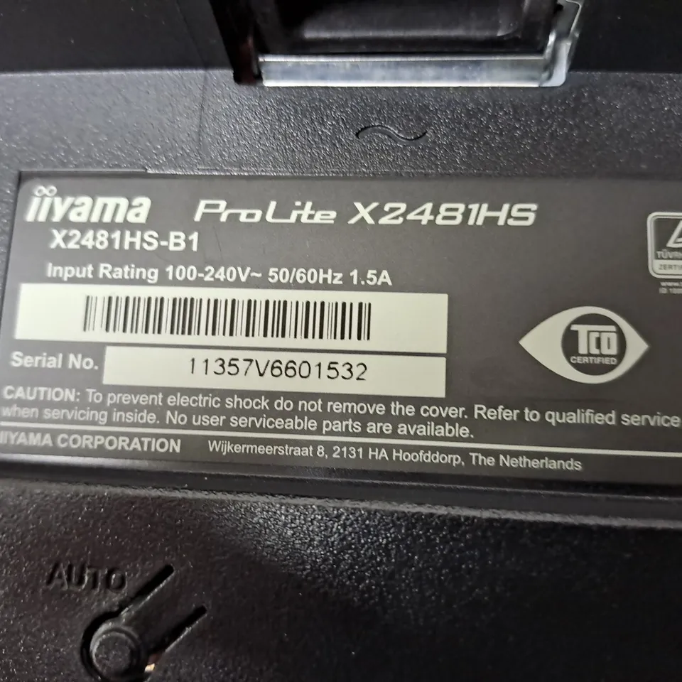 IIYAMA PRO LITE 24" MONITOR MODEL X2481HS SERIAL #11357V6601532