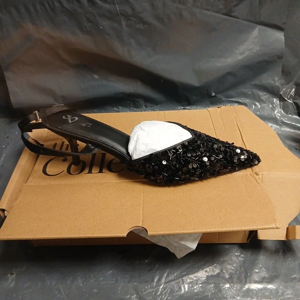 WOMEN'S BLACK SEQUIN SLINGBACK PUMP – UK 8