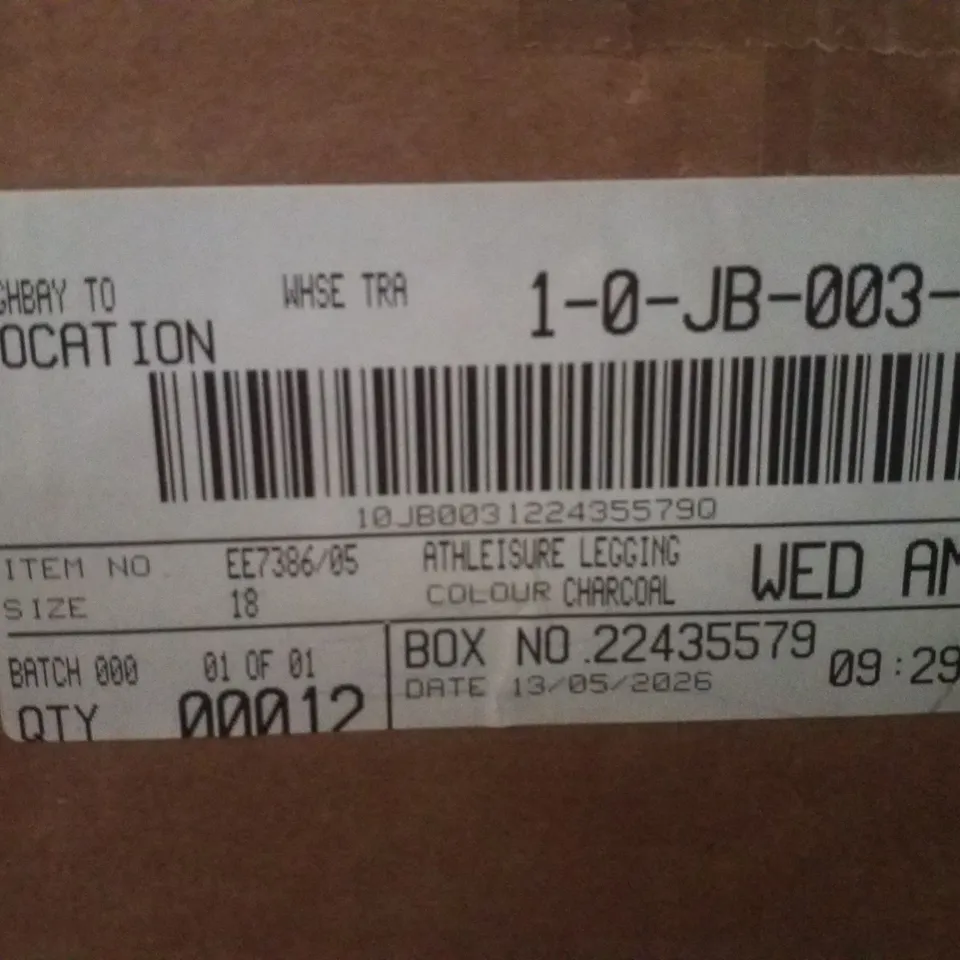 BOX CONTAINING APPROXIMATELY 12 BRAND NEW ANTHOLOGY CHARCOAL ATHLEISURE LEGGINGS - SIZE 18