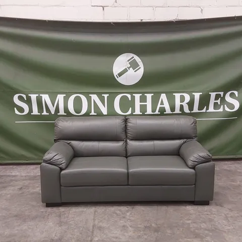 AMBROSE LEATHER 3 SEATER SOFA - ELEPHANT GREY 