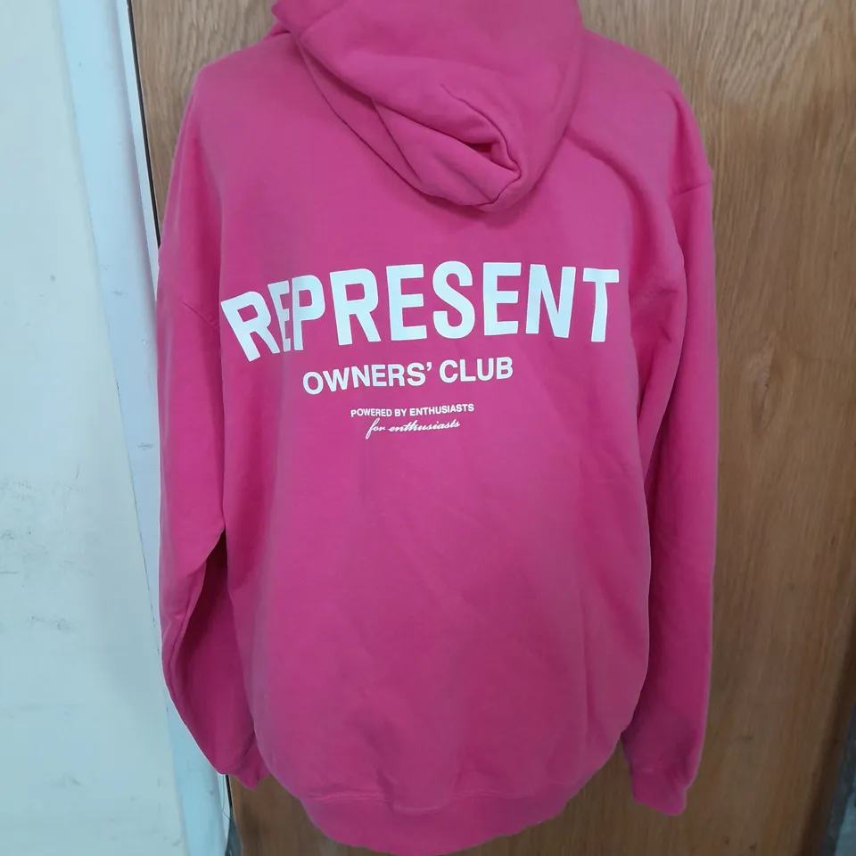 REPRESENT OWNER'S CLUB JERSEY HOODIE IN BUBBLEGUM PINK SIZE S