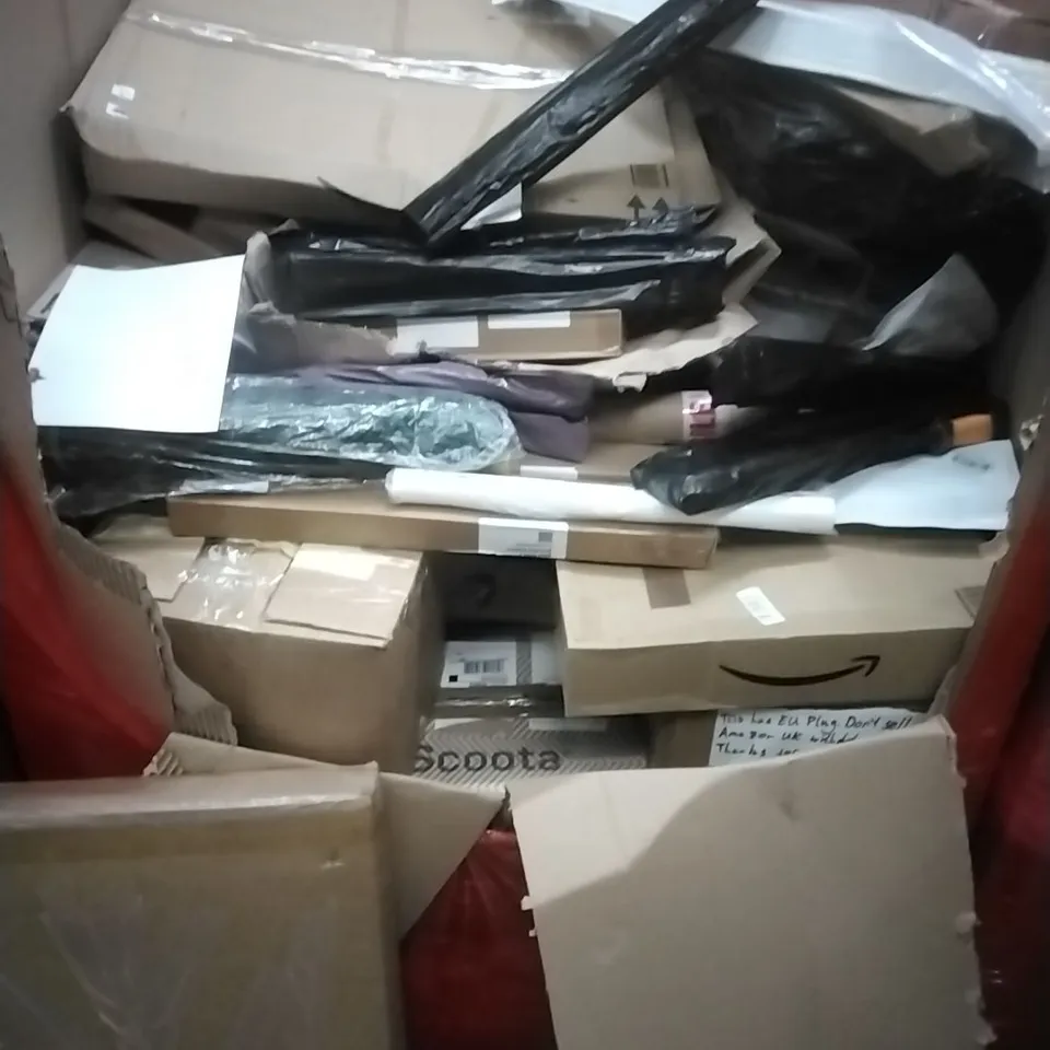PALLET OF ASSORTED HOUSEHOLD GOODS AND PRODUCTS TO INCLUDE; RADIATIORS, SCOOTERS, BOXED FURNITURE ETC