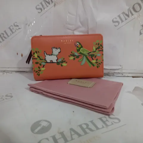 RADLEY LONDON LEATHER PURSE IN ORANGE WITH PINK POUCH