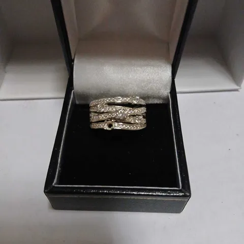 DIAMONIQUE 0.82CT TW MULTI BAND RING STERLING SILVER 