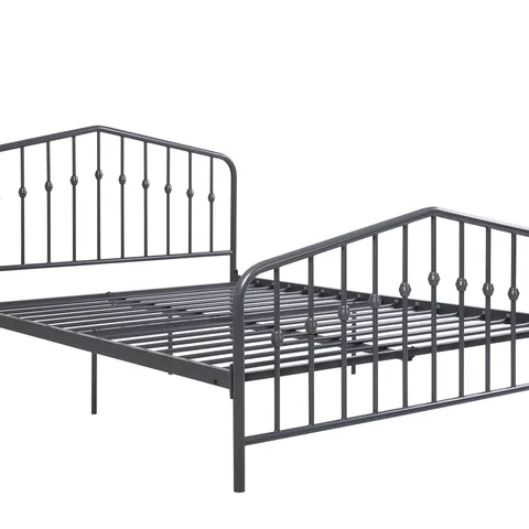 BOXED BUSHWICK METAL BED - UK KING SIZE, GREY