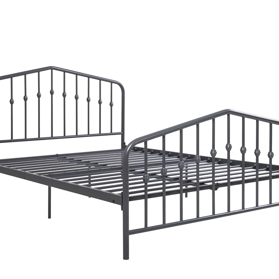 BOXED BUSHWICK METAL BED - UK KING SIZE, GREY