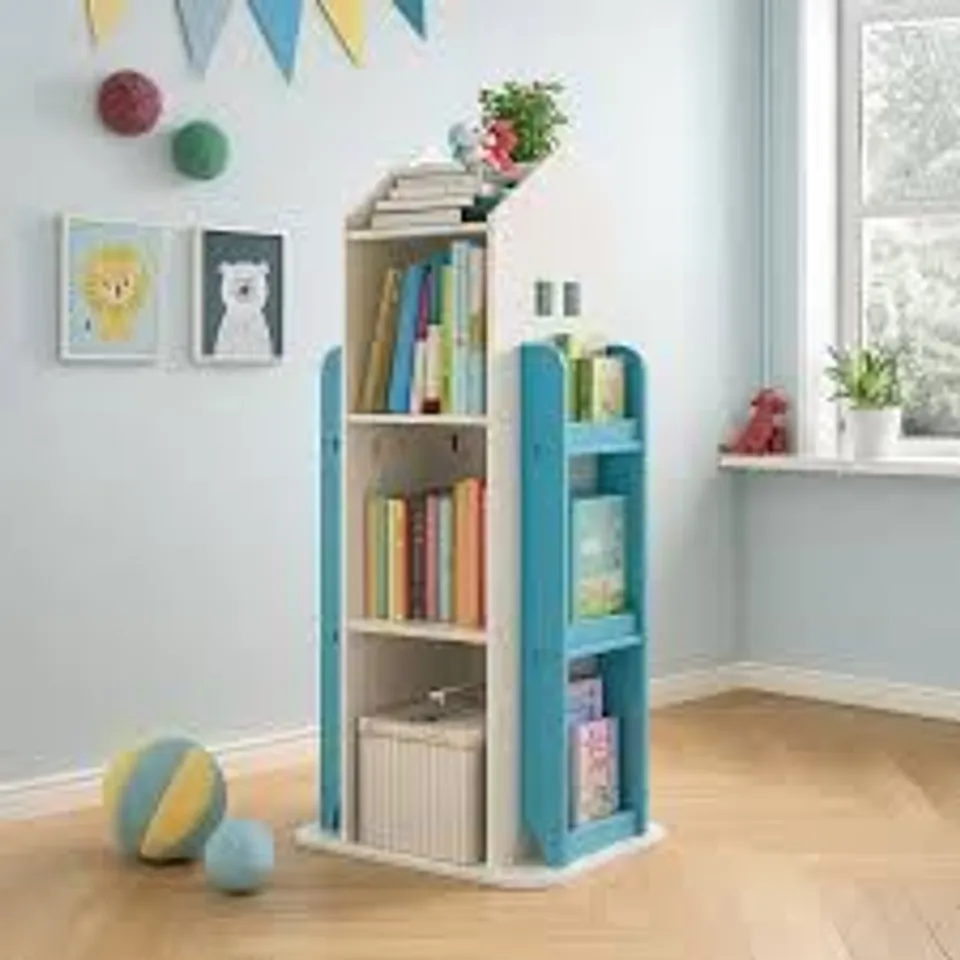 BOXED NEO HOUSE SHAPED 360 ROTATING KID'S FREESTANDING BOOKSHELF
