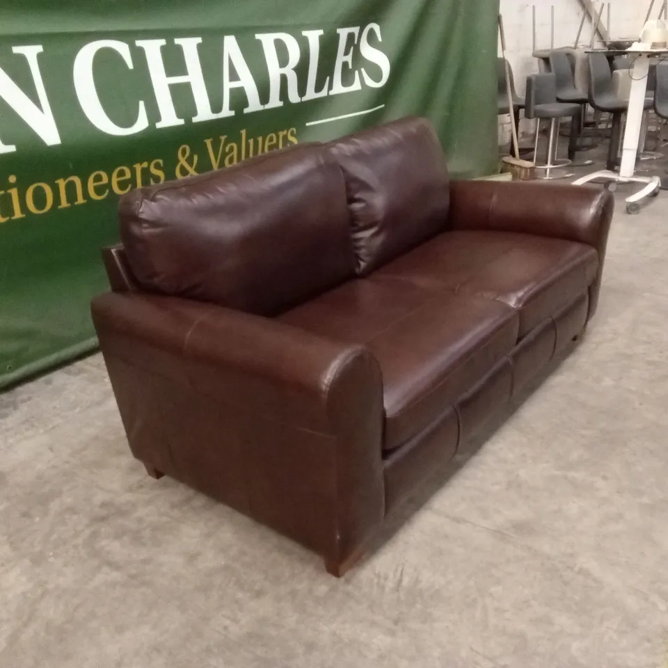 BAILEY ITALIAN LEATHER 3 SEATER SOFA - CHOCOLATE RRP £799