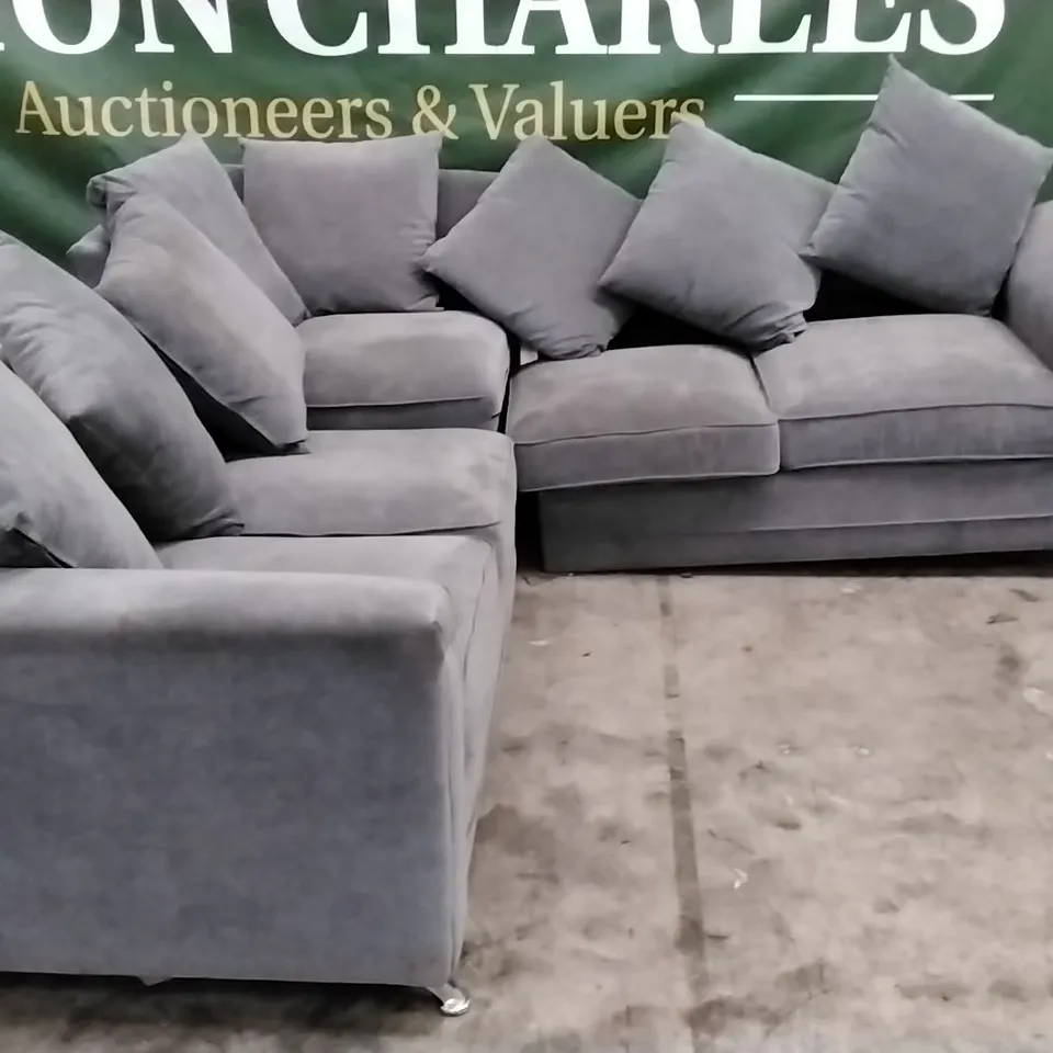 QUALITY DESIGNER CORNER GROUP SOFA - GREY FABRIC 