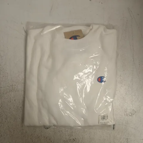 BAGGED CHAMPION LIFE MENS REVERSE WEAVE LONG SLEEVE CREW-NECK JUMPER IN WHITE SIZE XS
