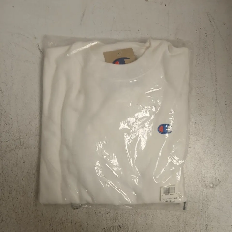 BAGGED CHAMPION LIFE MENS REVERSE WEAVE LONG SLEEVE CREW-NECK JUMPER IN WHITE SIZE XS
