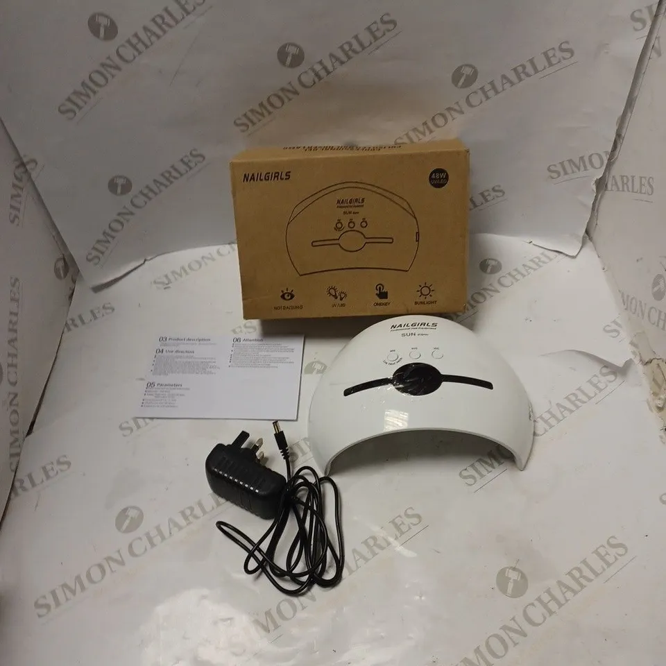 BOXED NAILGIRLS PROFESSIONAL UV/LED NAIL EQUIPMENT WITH POWER SUPPLY AND INSTRUCTIONS