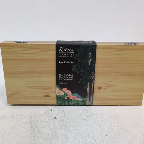 KATANA ELEMENTS 3PC KNIFE SET IN WOODEN BOX