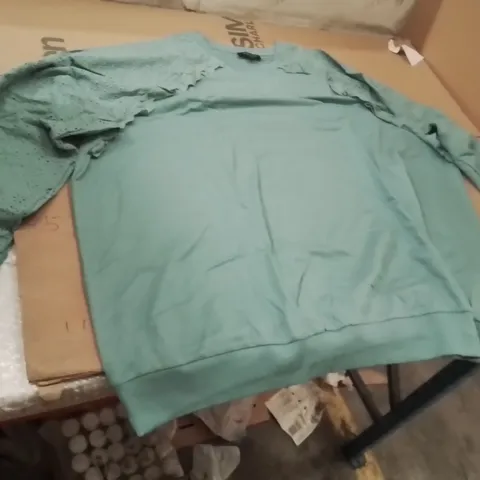 BOXED BRAND NEW APPROXIMATELY 11 JD WILLIAMS BRODERIE SWEATSHIRT TEAL SIZE 28