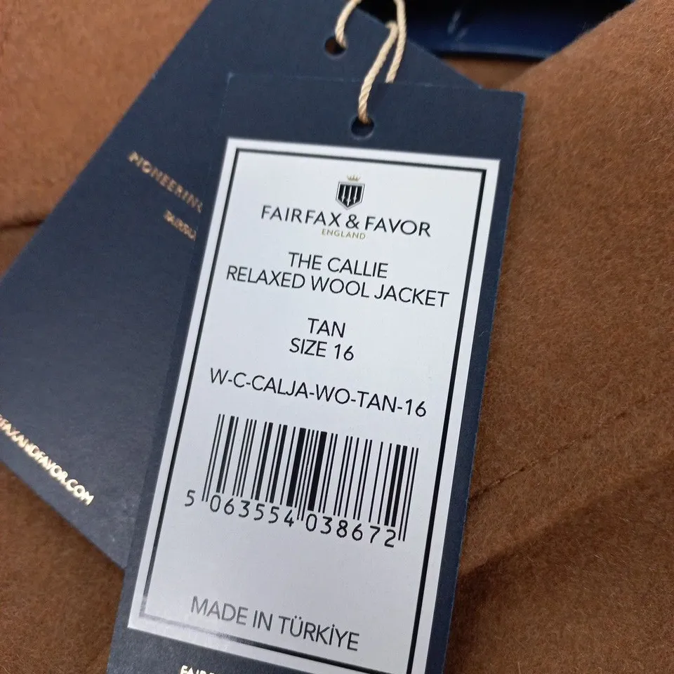 FAIRFAX & FAVOR THE CALLIE RELAXED WOOL JACKET – TAN, UK 16