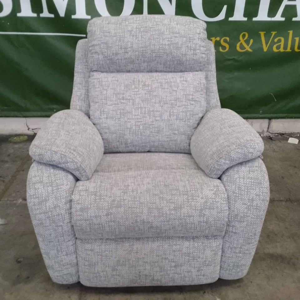 QUALITY DESIGNER G-PLAN KINGSBURY ELECTRIC RECLINER CHAIR - REMCO LIGHT GREY FABRIC 