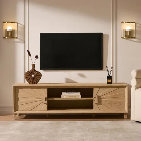 BOXED DUSK AMAYA ASH TV UNIT FOR TVS UP TO 65"- LIGHT WOOD (1 BOX)