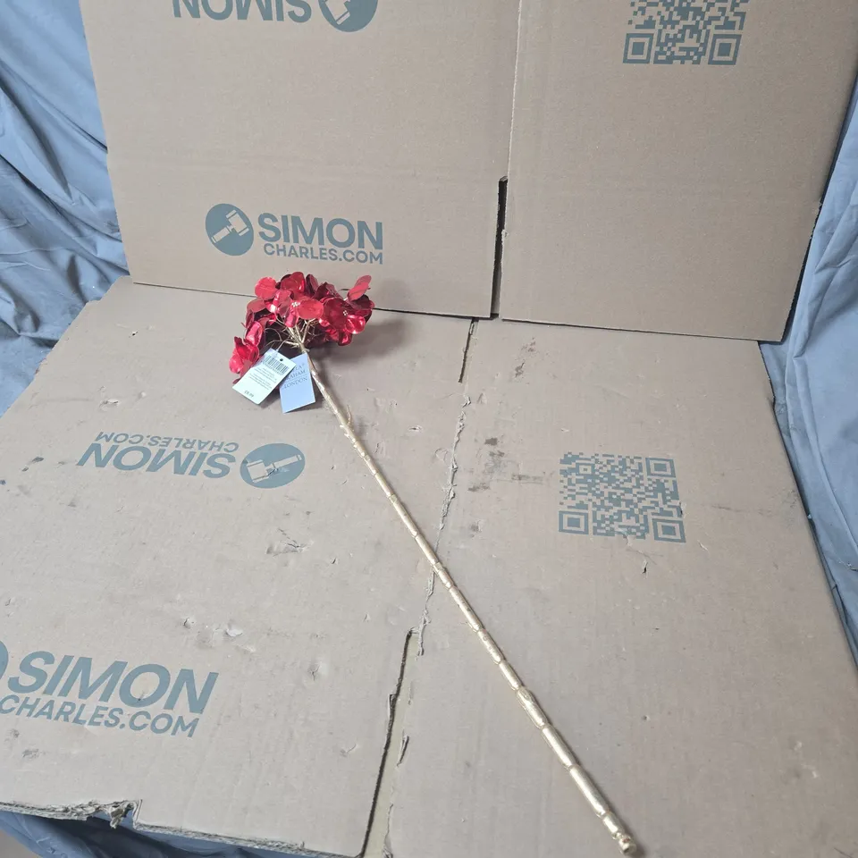 BOX OF APPROXIMATELY 11 X GISELA GRAHAM RED FLOWER DECORATIONS