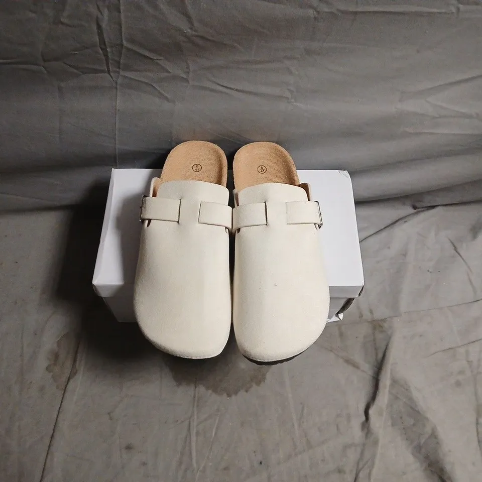 BEIGE SUEDE MULES – UK 8