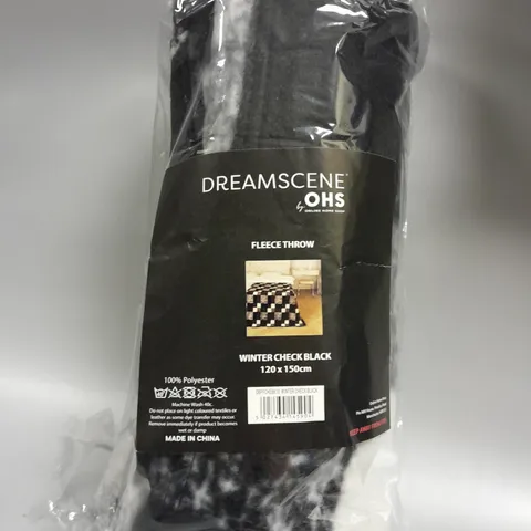 DREAMSCENE BY OHS FLEECE THROW WINTER CHECK BLACK (120x150cm)