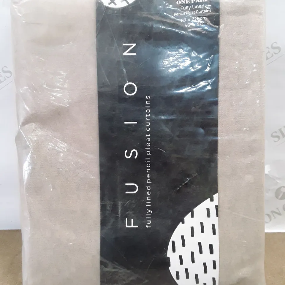 FUSION ONE PAIR FULLY LINED PENCIL PLEAT CURTAINS - 117 CM X 228CM