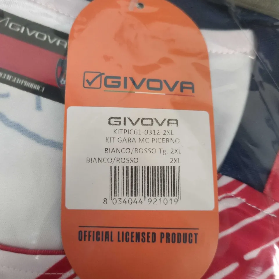 BAGGED GIVOVA KIT GARA MC PICERNO FOOTBALL JERSEY – WHITE/RED, SIZE 2XL (OFFICIAL LICENSED PRODUCT)