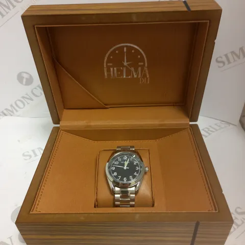 MENS HELMHA DH WATCH - STAINLESS STEEL STRAP - BLACK DIAL - 3ATM WATER RESISTANT