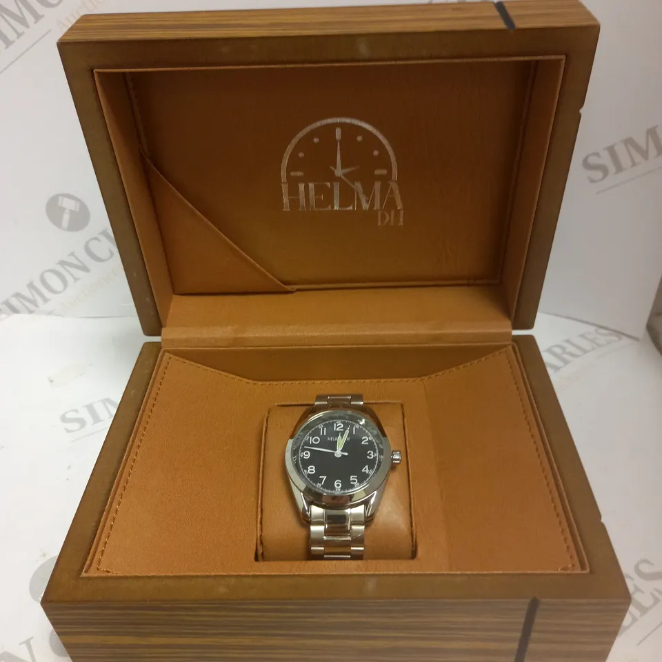MENS HELMHA DH WATCH - STAINLESS STEEL STRAP - BLACK DIAL - 3ATM WATER RESISTANT