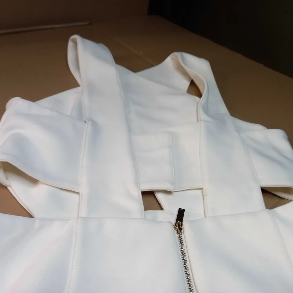 KAREN MILLEN CREAM FORM FITTING MIDI DRESS - SIZE 12