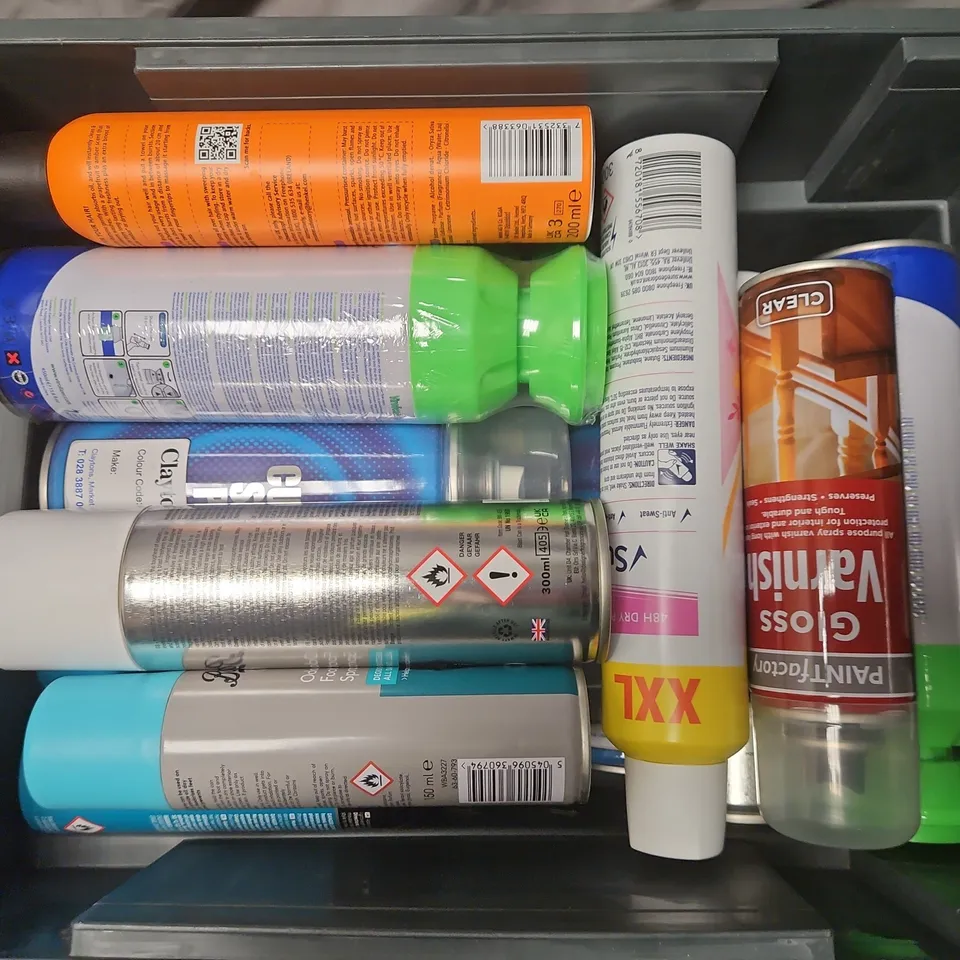 APPROXIMATELY 15 ASSORTED AEROSOLS TO INCLUDE VENTUS AIR FRESHENER, VIROFOAM, GLOSS VARNISH , ETC - COLLECTION ONLY