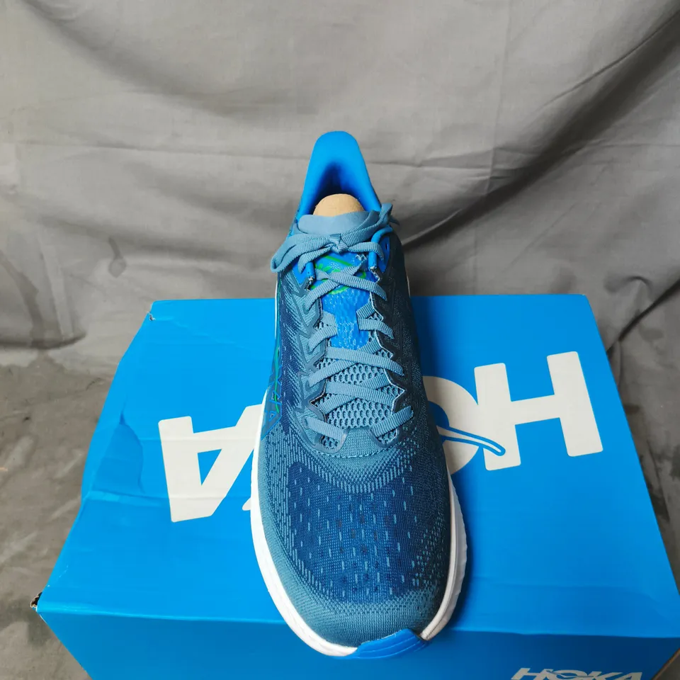 HOKA RUNNING SHOES – BLUE, BOXED. SIZE UK 12.5