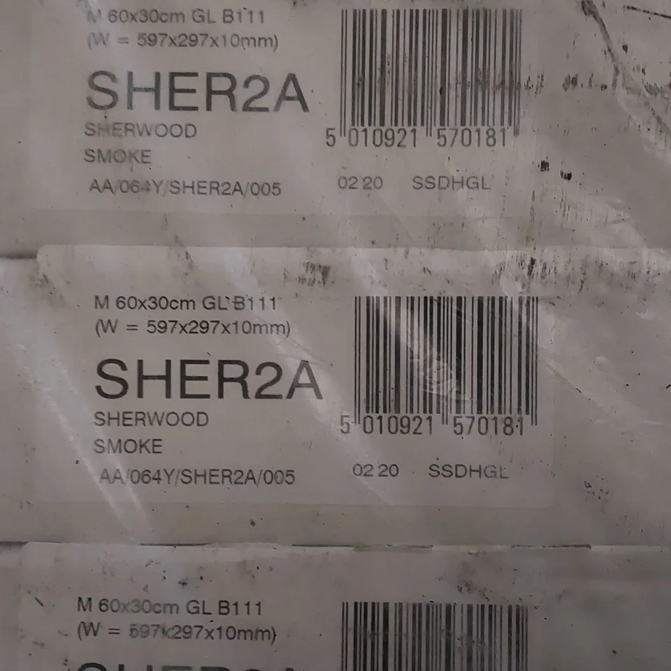 PALLET TO CONTAIN APPROX 40 X PACKS OF JOHNSON TILES SHERWOOD SMOKE GLAZED WALL & FLOOR TILES - 5 TILES PER PACK // TILE SIZE: 597 X 297 X 10mm