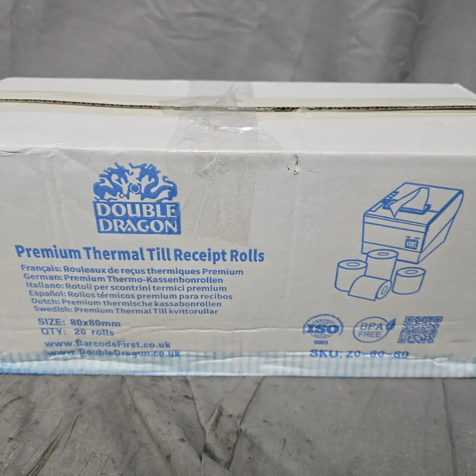 DOUBLE DRAGON PREMIUM THERMAL TILL RECEIPT ROLLS 80X80MM – PACK OF 20